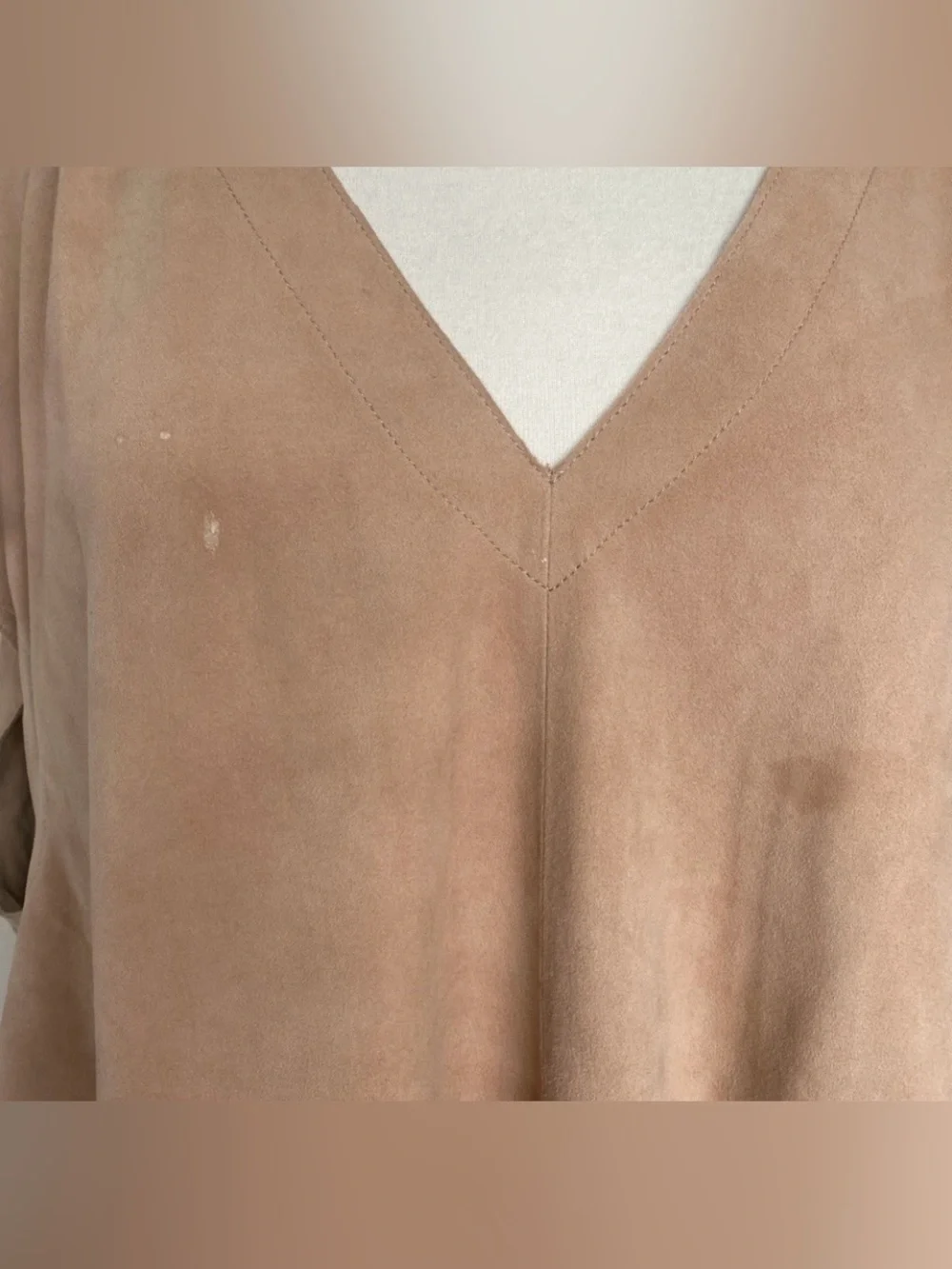 Free People Women Nude Talk Of The Town Boho Suede Leather Oversize Tunic Size L